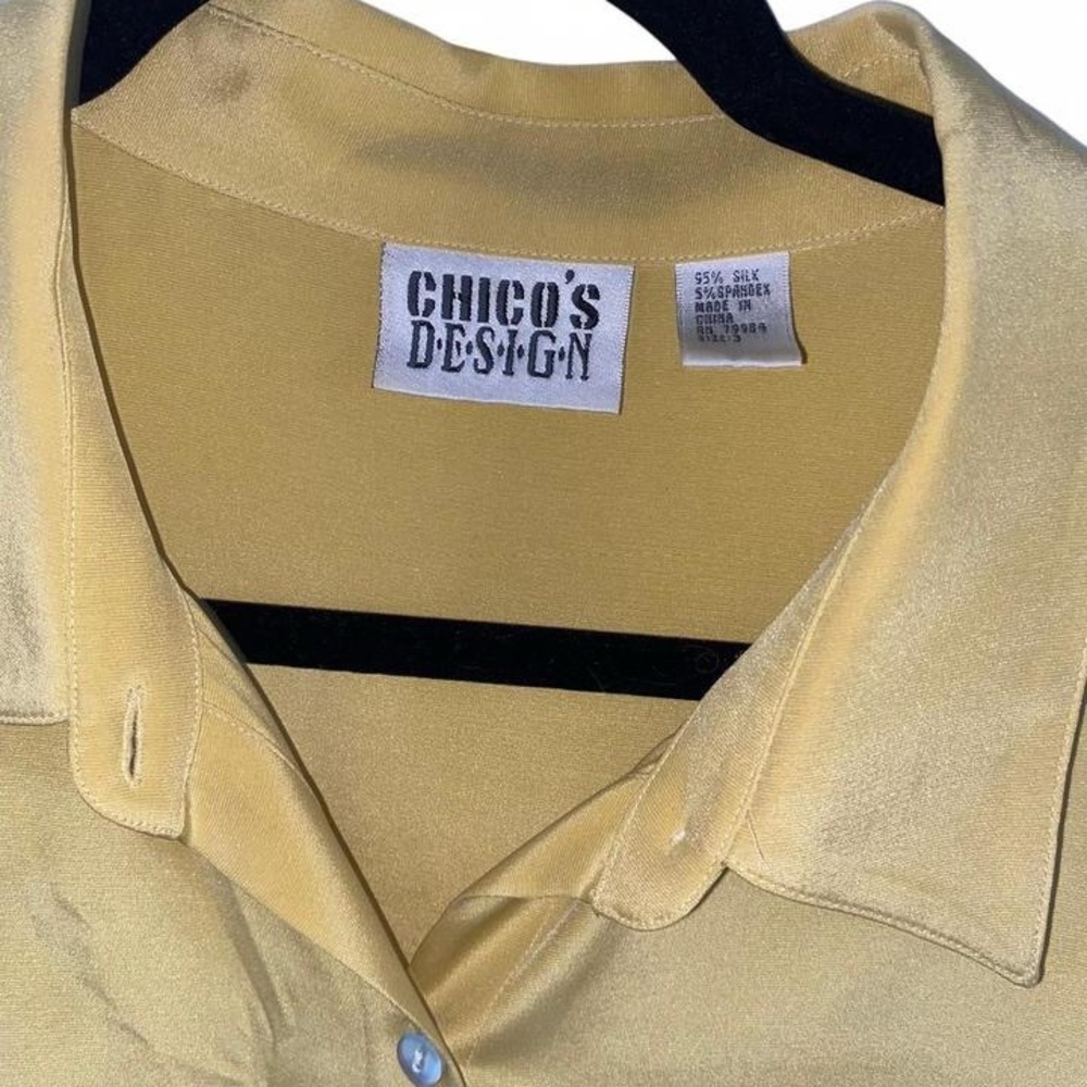 Chico's Design Light Yellow Silk Blend Blouse - Picture 4 of 5